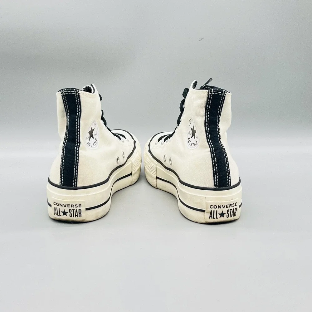 Converse High Top Sneakers Girls 4 White Platform Canvas Chuck Taylor All Star